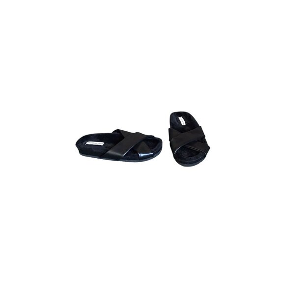 RM By Rebecca Minkoff Black Faux Fur Sandals - Picture 1 of 9